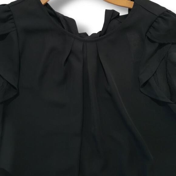 Papaya JUNIORS black Tulip short sleeves front Pleated blouse - medium - Picture 2 of 8